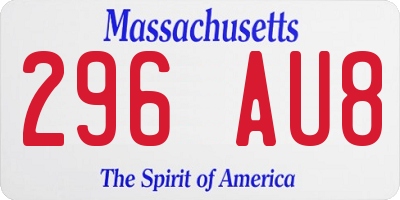 MA license plate 296AU8