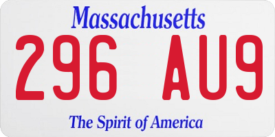 MA license plate 296AU9