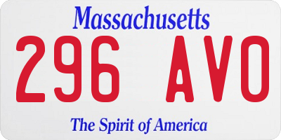 MA license plate 296AV0