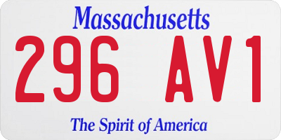 MA license plate 296AV1