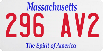 MA license plate 296AV2