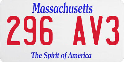 MA license plate 296AV3