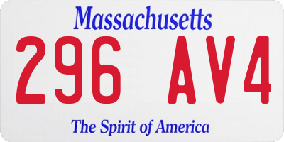MA license plate 296AV4