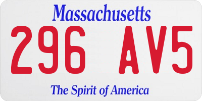 MA license plate 296AV5