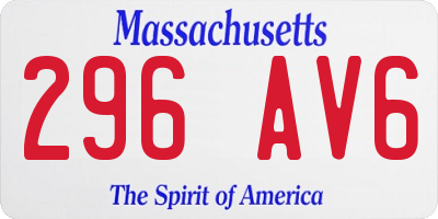 MA license plate 296AV6