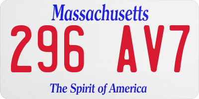 MA license plate 296AV7