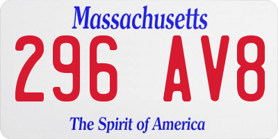 MA license plate 296AV8