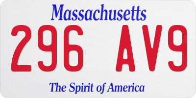 MA license plate 296AV9