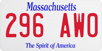 MA license plate 296AW0