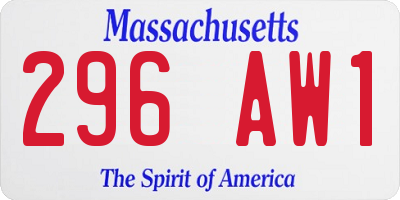 MA license plate 296AW1