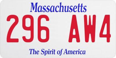 MA license plate 296AW4