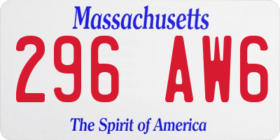 MA license plate 296AW6