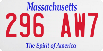 MA license plate 296AW7