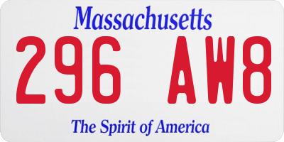 MA license plate 296AW8