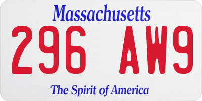 MA license plate 296AW9