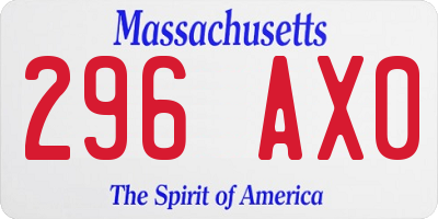 MA license plate 296AX0