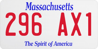MA license plate 296AX1