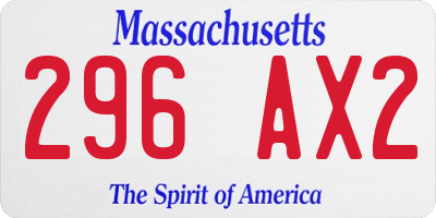 MA license plate 296AX2