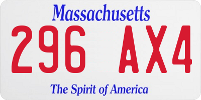 MA license plate 296AX4