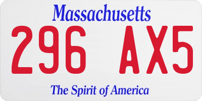 MA license plate 296AX5