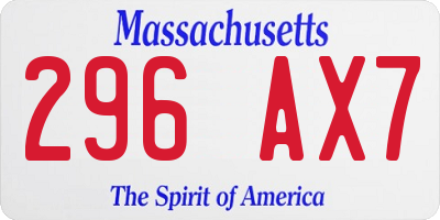 MA license plate 296AX7