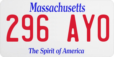 MA license plate 296AY0