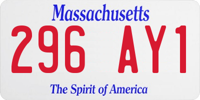MA license plate 296AY1