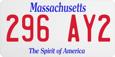 MA license plate 296AY2