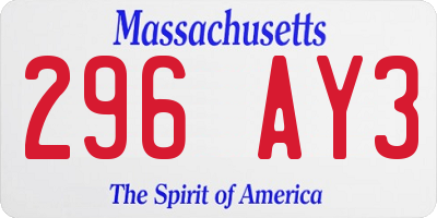 MA license plate 296AY3