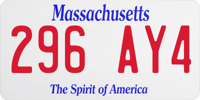 MA license plate 296AY4