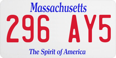 MA license plate 296AY5