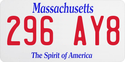 MA license plate 296AY8