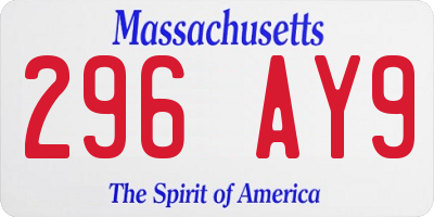 MA license plate 296AY9