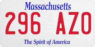 MA license plate 296AZ0