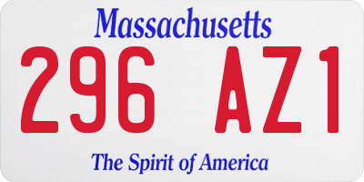 MA license plate 296AZ1