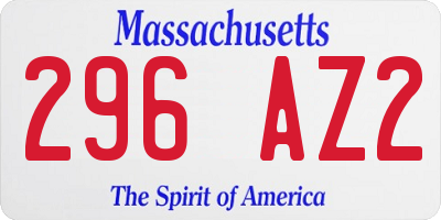 MA license plate 296AZ2