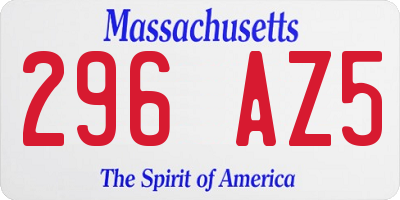 MA license plate 296AZ5