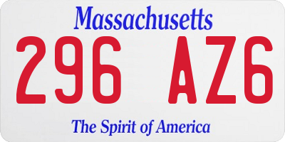 MA license plate 296AZ6