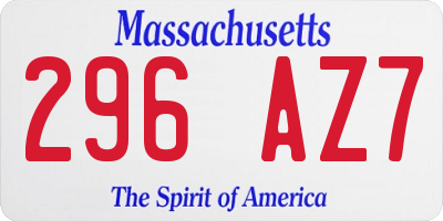 MA license plate 296AZ7