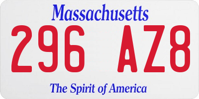 MA license plate 296AZ8