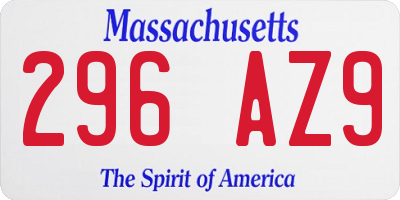 MA license plate 296AZ9