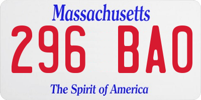MA license plate 296BA0