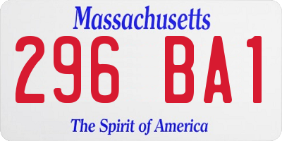MA license plate 296BA1