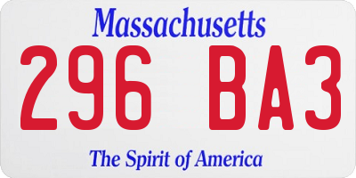 MA license plate 296BA3