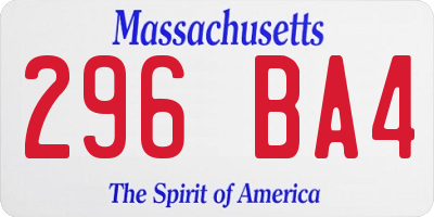 MA license plate 296BA4
