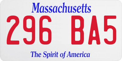 MA license plate 296BA5