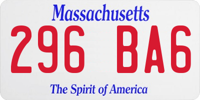 MA license plate 296BA6