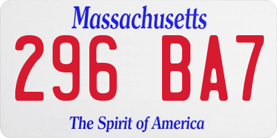 MA license plate 296BA7