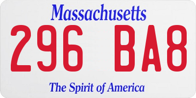 MA license plate 296BA8