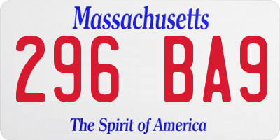 MA license plate 296BA9